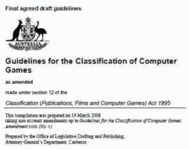 australia games classification guidelines