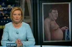 Brian Cowen caricature on RTE news