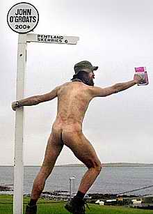 Naked Rambler at John O'Groats