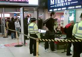 mobile metal detector at a UK station