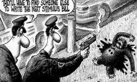 Chimp shooting cartoon
